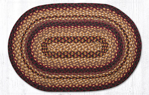 C-371 Black Cherry, Chocolate and Cream Braided Rug Oval / 20