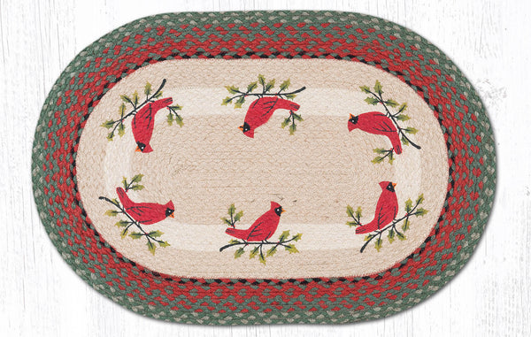 OP-025 Holly Cardinal Oval Rug | The Braided Rug Place