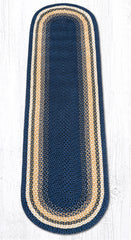 C-079 Light Blue, Dark Blue and Mustard Braided Rug