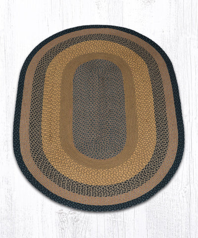 C-099 Brown, Black and Charcoal Braided Rug Oval / 4'x6'