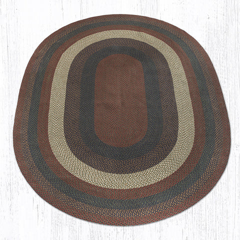 C-040 Burgundy and Gray Braided Rug Oval / 8'x11'