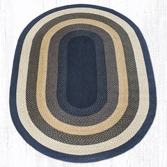 C-079 Light Blue, Dark Blue and Mustard Braided Rug