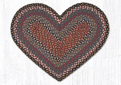 C-043 Burgundy, Blue and Gray Braided Rug Heart / 20