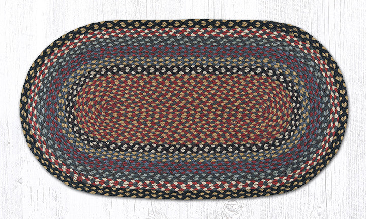 C-043 Burgundy, Blue and Gray Braided Rug