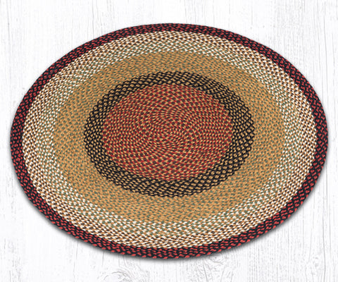 C-019 Burgundy and Mustard Braided Rug Round / 4'x4'