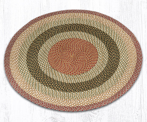C-024 Olive, Burgundy and Gray Braided Rug Round / 4'x4'