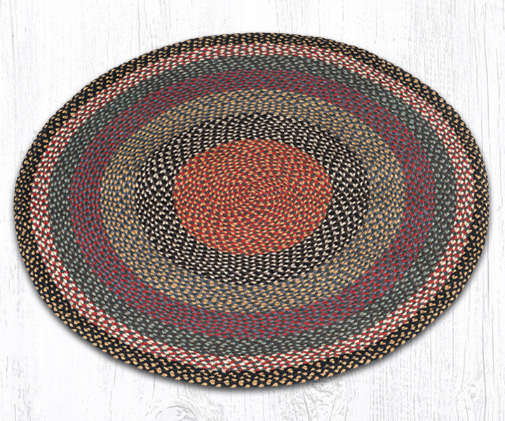 OP-357 Burgundy Stars Oval Rug, The Braided Rug Place