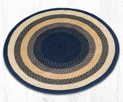 C-079 Light Blue, Dark Blue and Mustard Braided Rug