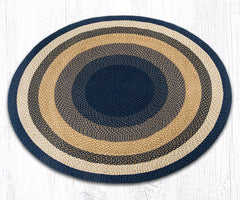 C-079 Light Blue, Dark Blue and Mustard Braided Rug