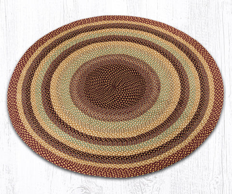 C-357 Burgundy, Gray and Cream Braided Rug Round / 5.75'x5.75'