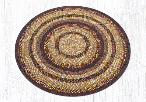 C-371 Black Cherry, Chocolate and Cream Braided Rug Round / 5.75'x5.75'