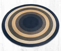 C-079 Light Blue, Dark Blue and Mustard Braided Rug