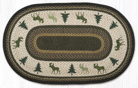 OP-116 Graphic Plaid Moose Oval 3'x5' Rug