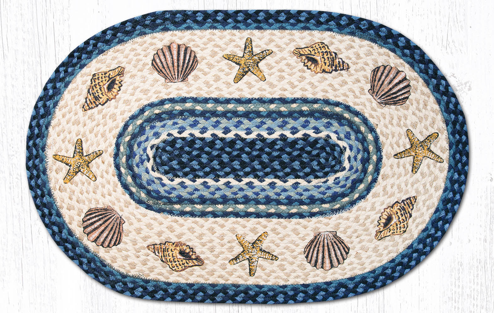 Seashell Oval Rug OP-362 Sea Shells Oval Rug | The Braided Rug Place