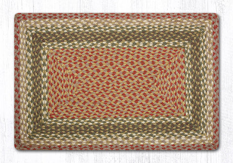 C-024 Olive, Burgundy and Gray Braided Rug Oblong / 20