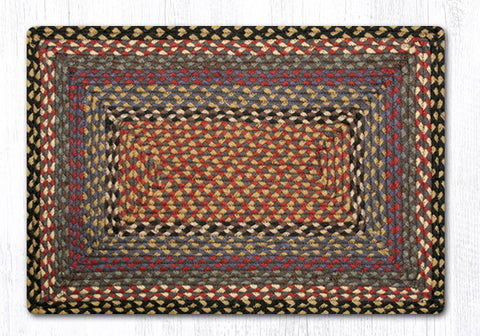 C-043 Burgundy, Blue and Gray Braided Rug Oblong / 20