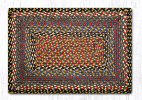 C-043 Burgundy, Blue and Gray Braided Rug Oblong / 20