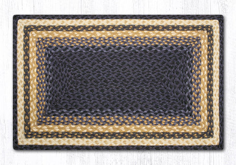 C-079 Light Blue, Dark Blue and Mustard Braided Rug Oblong / 20