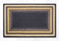 C-079 Light Blue, Dark Blue and Mustard Braided Rug