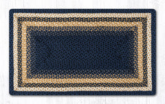 C-079 Light Blue, Dark Blue and Mustard Braided Rug