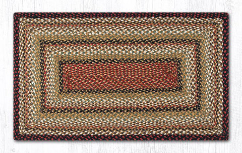 C-319 Burgundy, Mustard and Ivory Braided Rug Oblong / 27
