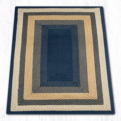 C-079 Light Blue, Dark Blue and Mustard Braided Rug