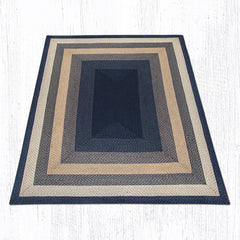 C-079 Light Blue, Dark Blue and Mustard Braided Rug