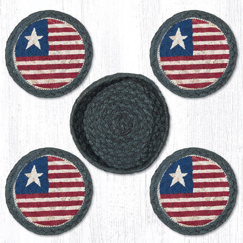 CNB-1032 Original Flag Coasters In A Basket