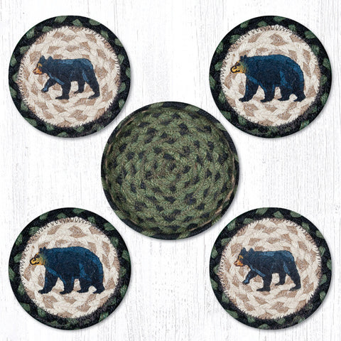 CNB-116 Mama and Baby Bear Coasters In A Basket