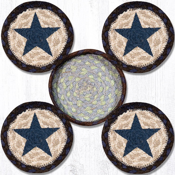 CNB-312 Blue Star Coasters In A Basket