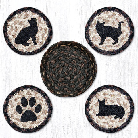 CNB-313 Porch Cat Coasters In A Basket