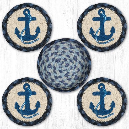 CNB-443 Navy Anchor Coasters In A Basket