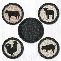 CNB-459 Barnyard Animals Coasters In A Basket