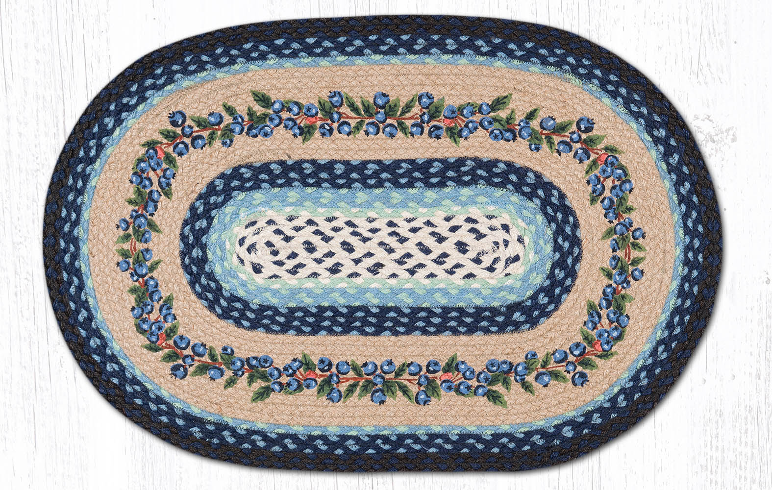 OP-312 Blueberry Vine Oval Rug | The Braided Rug Place