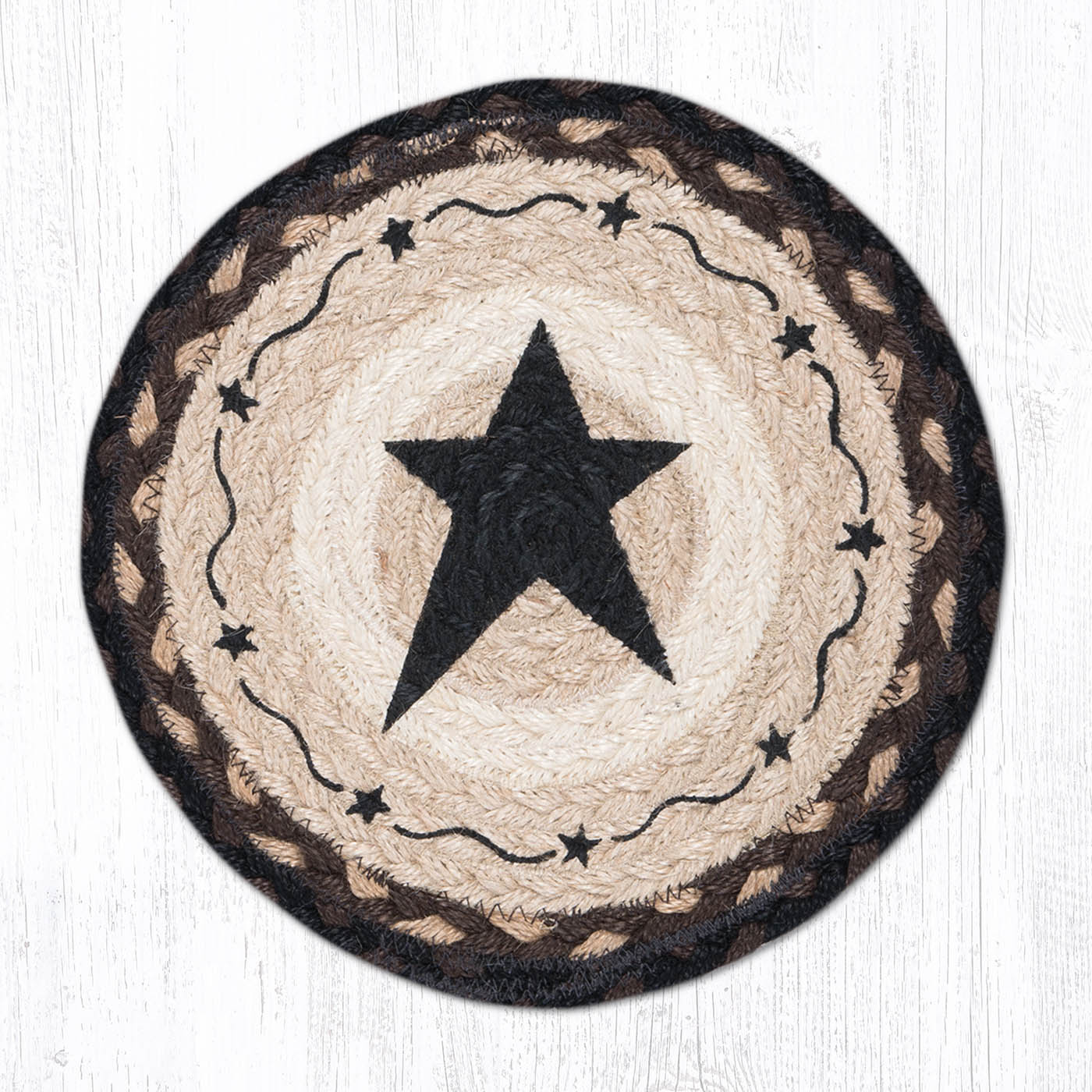 MSPR-313 Primitive Star Black Trivet | The Braided Rug Place