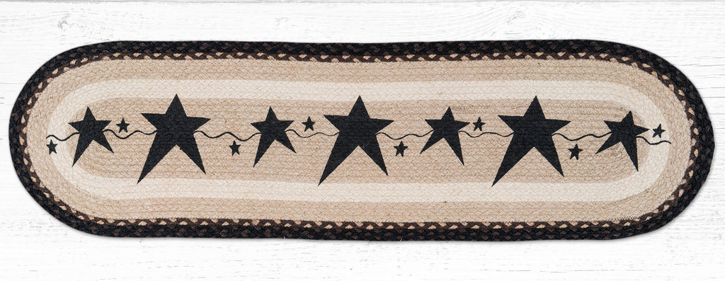 TR-313 Primitive Stars Black Oval Table Runner