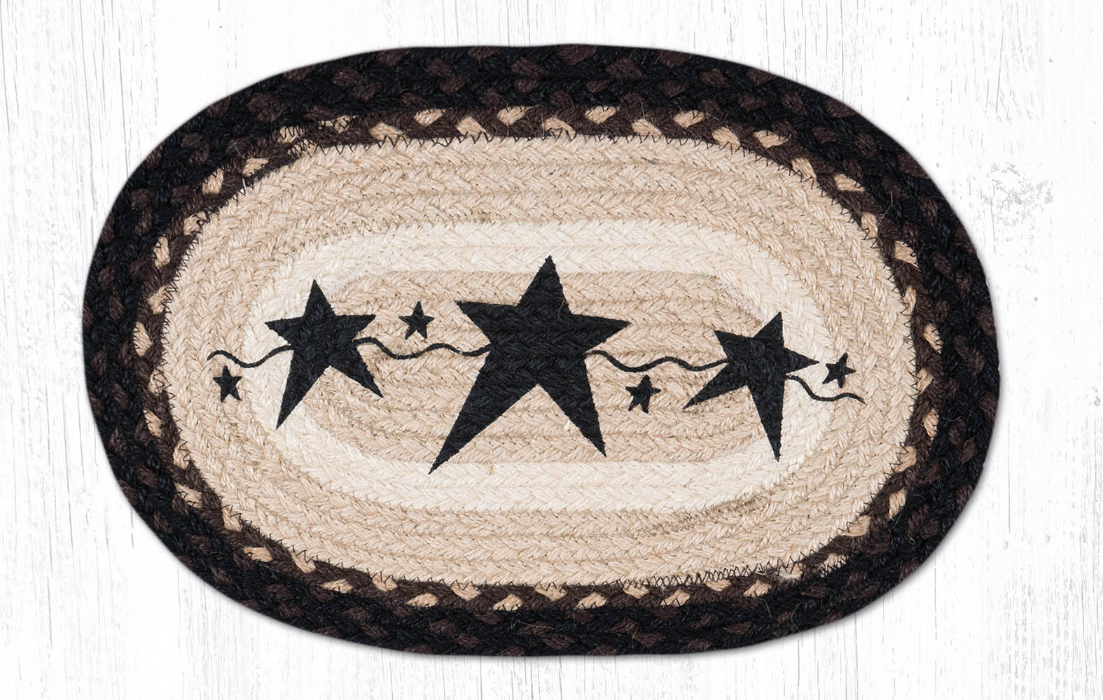 MSP-313 Primitive Stars Black Swatch | The Braided Rug Place