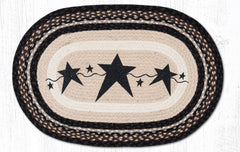 OP-313 Primitive Star Black Oval Rug