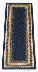 C-079 Light Blue, Dark Blue and Mustard Braided Rug