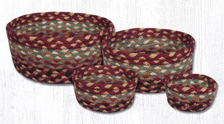 CB-357 Burgundy/Gray/Cream Braided Baskets