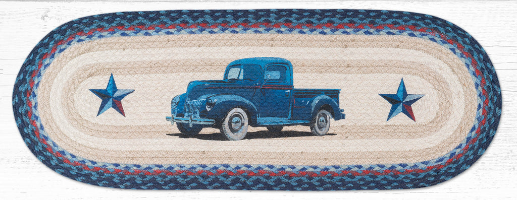 TR-362 Blue Truck Oval Table Runner