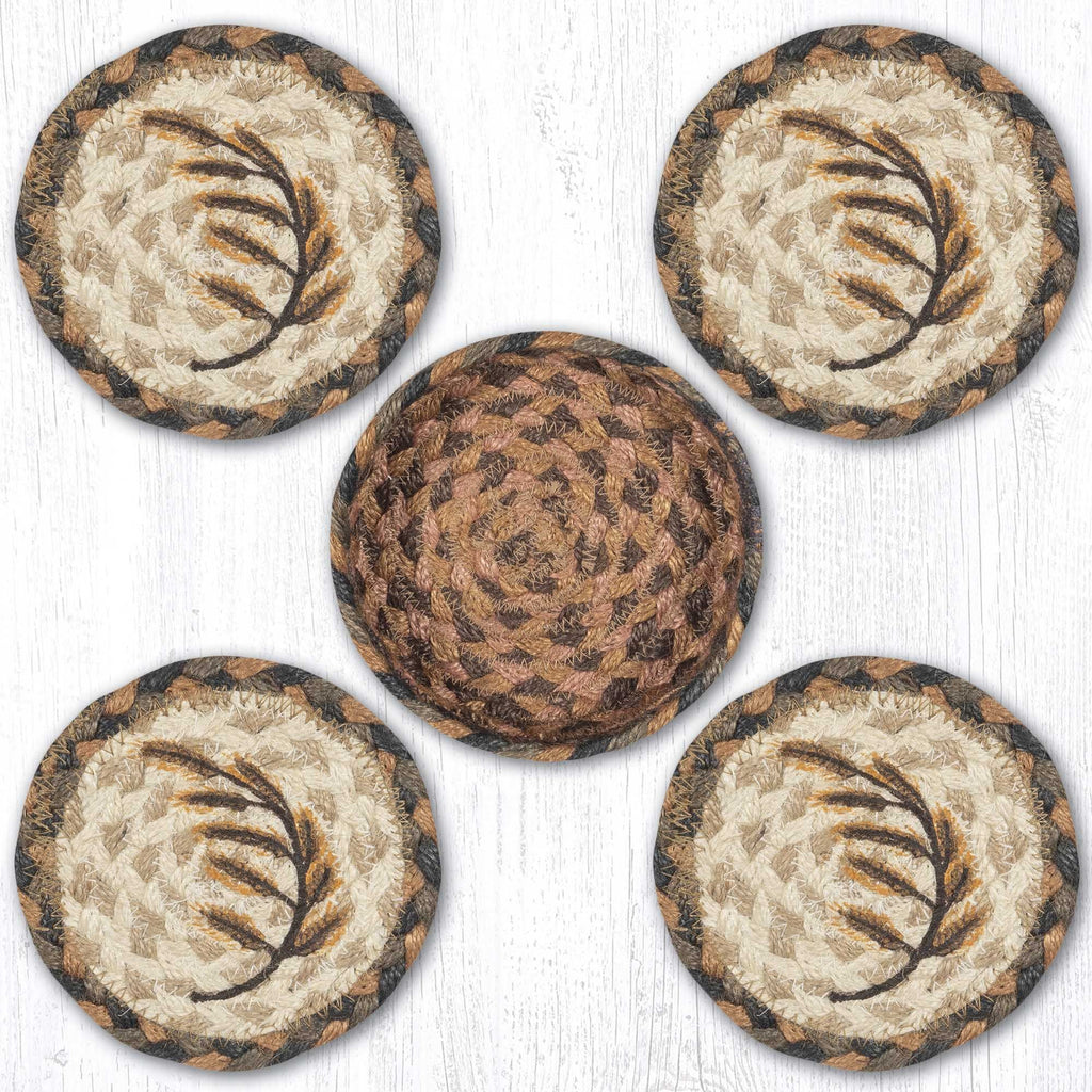 CNB-802 Golden Wheat Coasters In A Basket