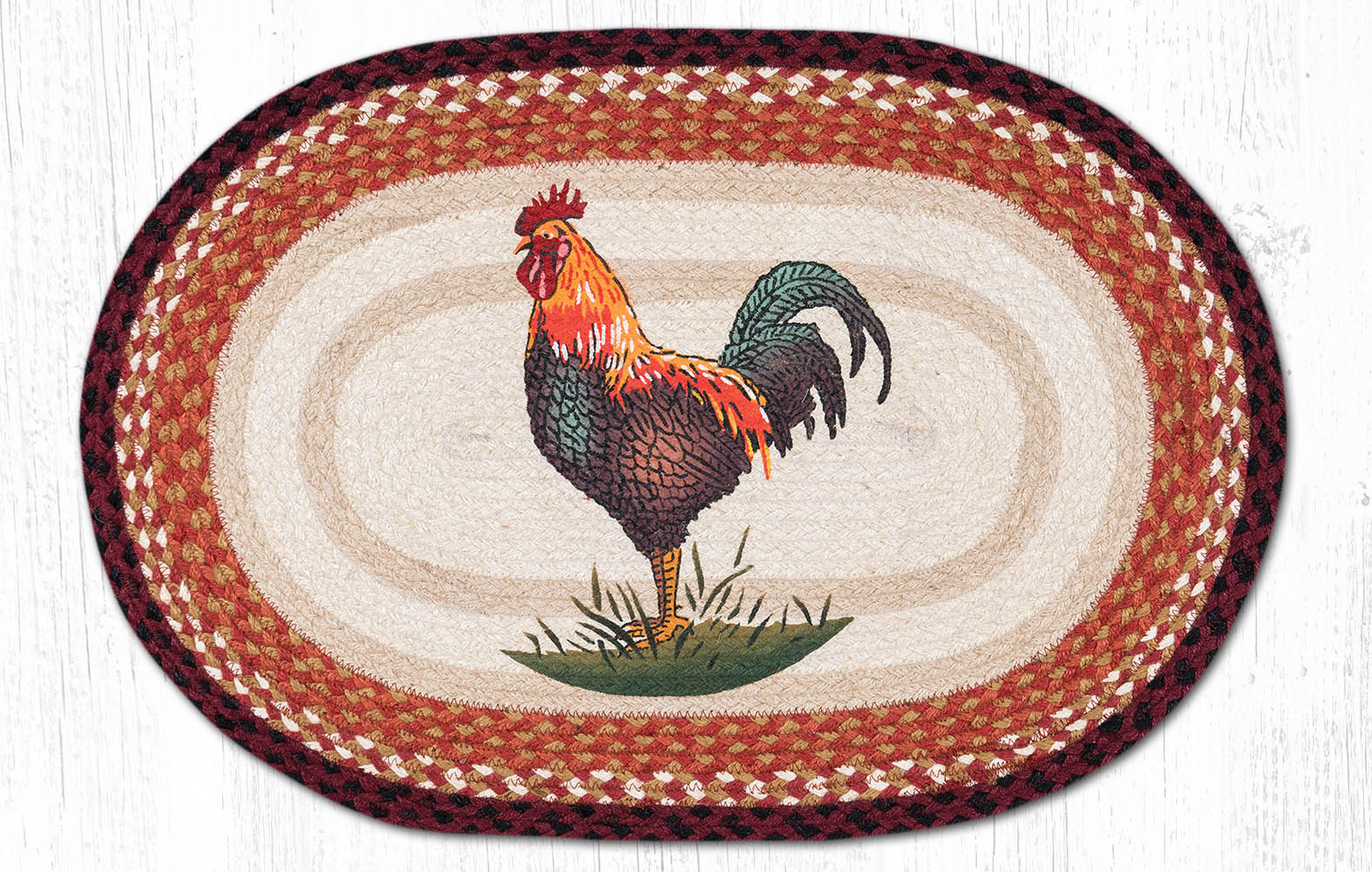 Rooster Rugs Nourison Bijou Rooster Hand Hooked Rug, 8.6' X 11.6'