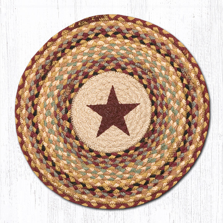 Burgundy Star Braided Chair Pad The Braided Rug Place The Braided Rug Place