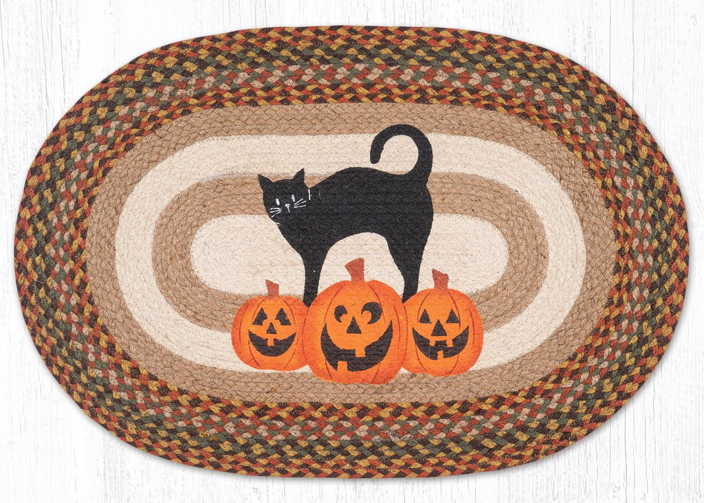 OP-655 Pumpkin & Cat Oval Rug