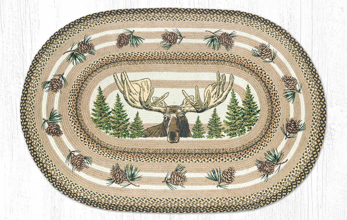 OP-051 Bull Moose Oval Rug | The Braided Rug Place