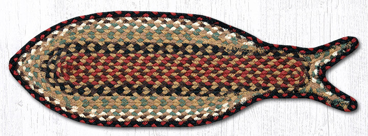 FC-019 Burgundy/Mustard Fish Rug | The Braided Rug Place