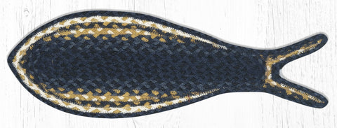 FC-079 Light & Dark Blue/Mustard Fish Rug