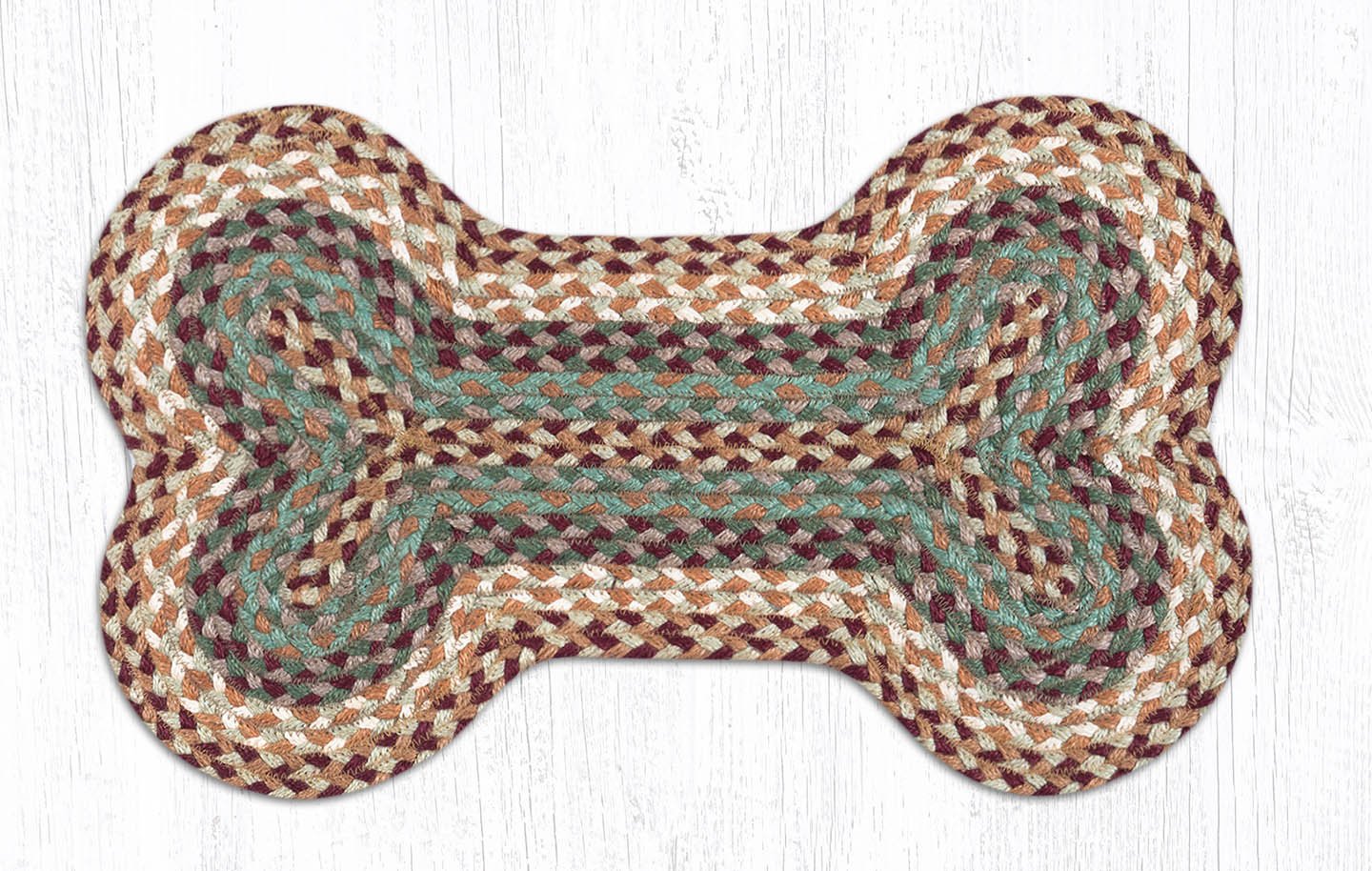 DB-413 Buttermilk/Cranberry Dog Bone Rug | The Braided Rug Place