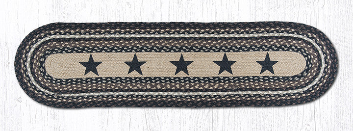 TR-313 Black Stars Oval Table Runner